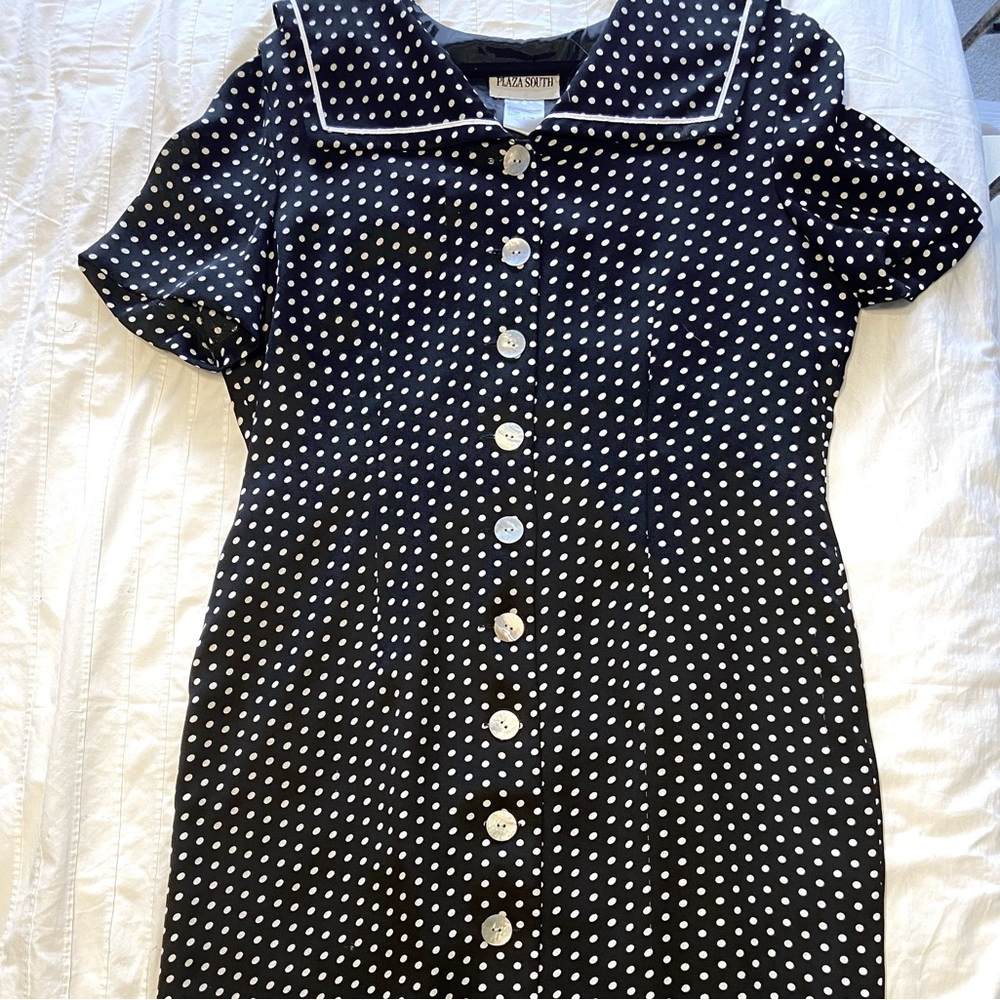 Rilla Smith Black & White Polka Dot Midi Dress